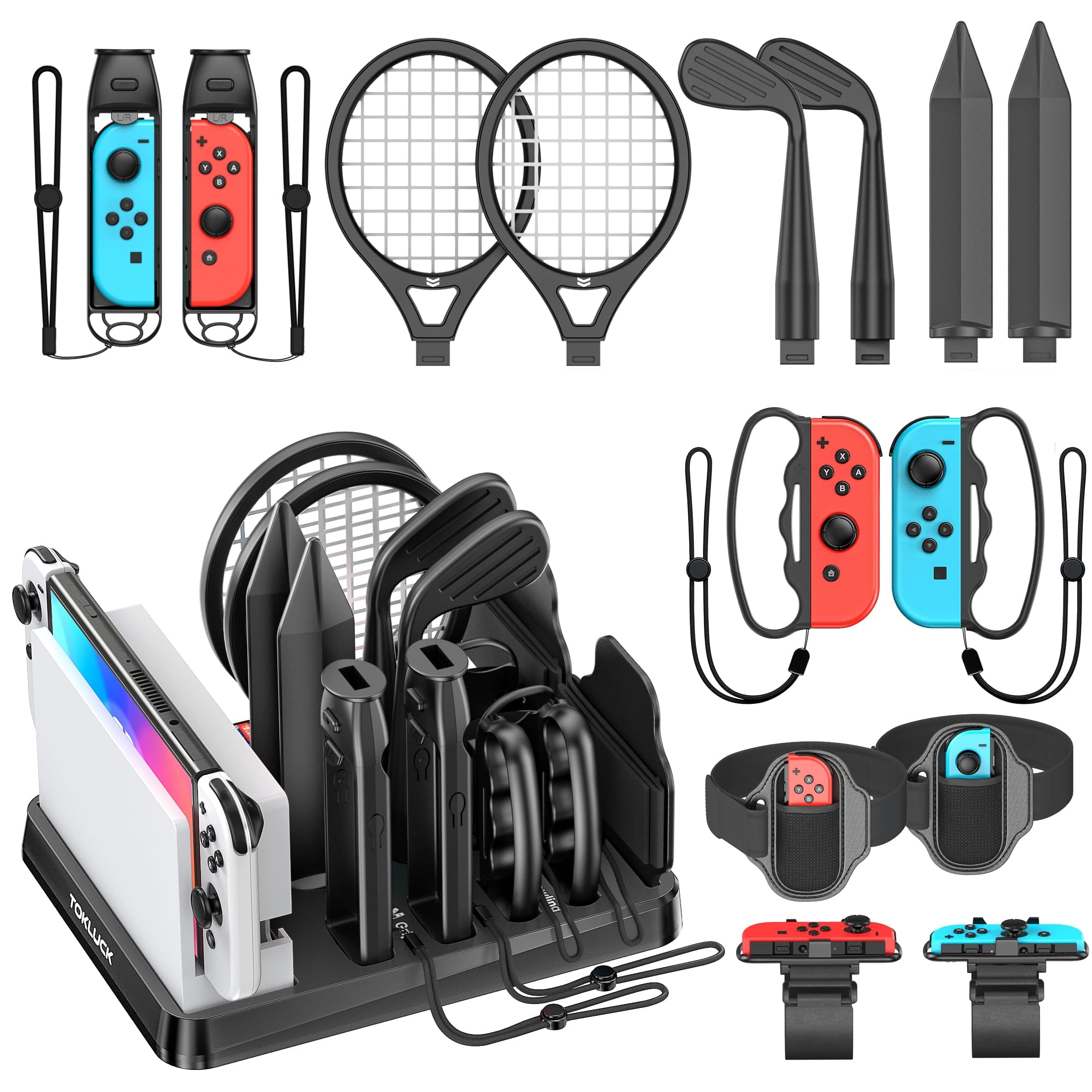 🎮 Tokluck Switch Sports Zubehör Set mit Organizer | Familienparty-Paket 🏓
