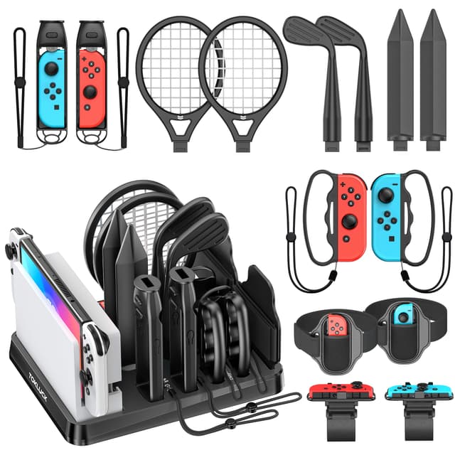 🎮 Tokluck Switch Sports Zubehör Set mit Organizer | Familienparty-Paket 🏓
