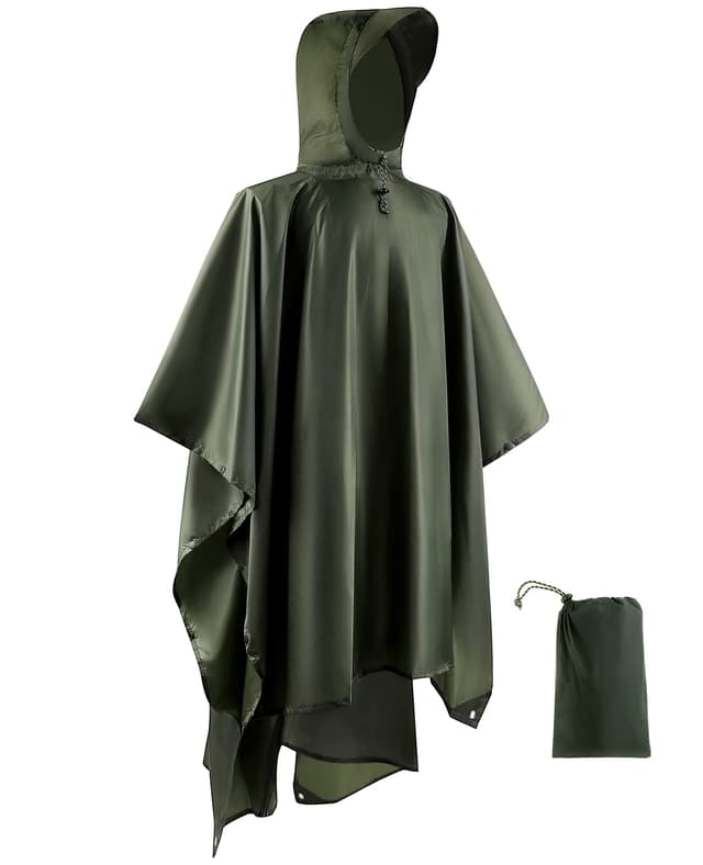 🌧️ Opret Wasserdicht Regenponcho Damen Herren - 3-in-1-Multifunktional Regenmantel für Wandern und Camping