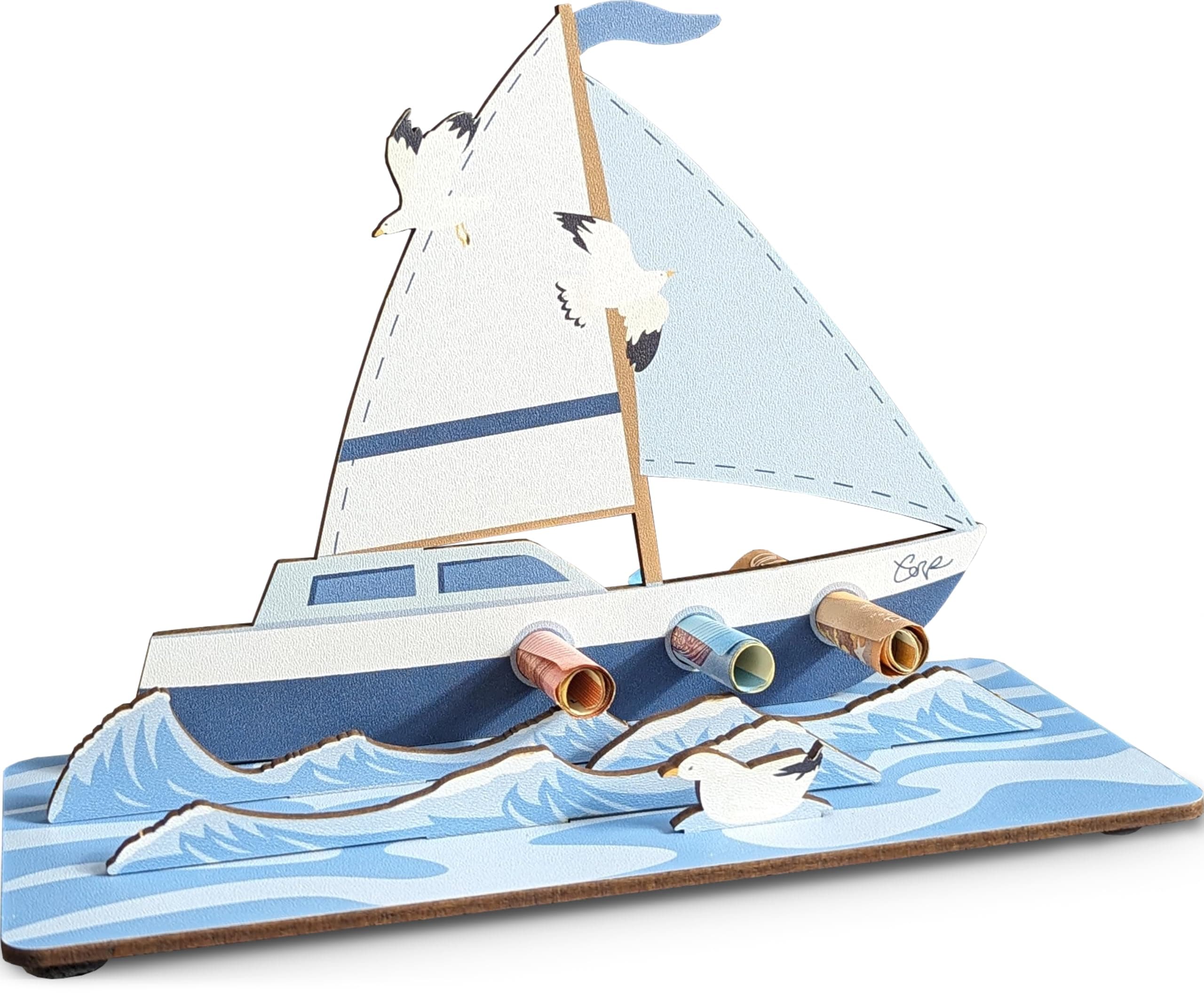 Segelschiff 3D-Holzkarte - Geldgeschenke & Gutschein Segeln 💌🎁📝🥳