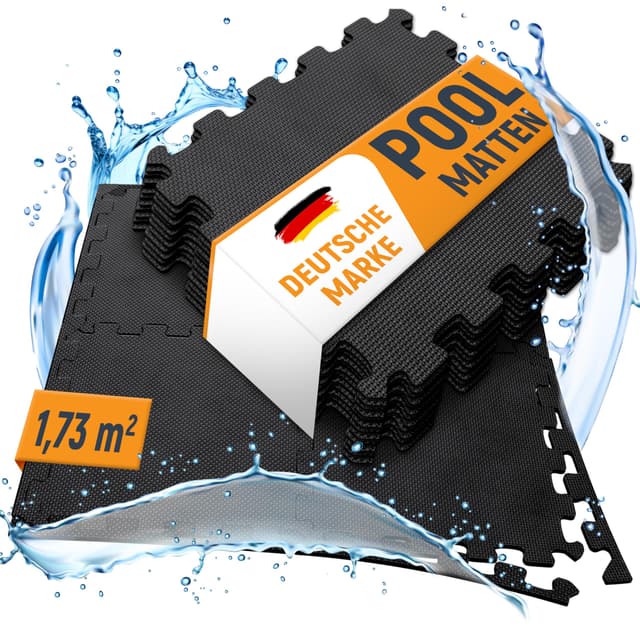 NEOLYMP 18 Stück Pool Unterlage Outdoor zuschneidbar 🏊‍♂️ - Whirlpool Unterlegmatte rutschfest und langlebig - Poolmatten Schutzboden - Bodenschutzmatte Pool für Planschbecken Anthrazit