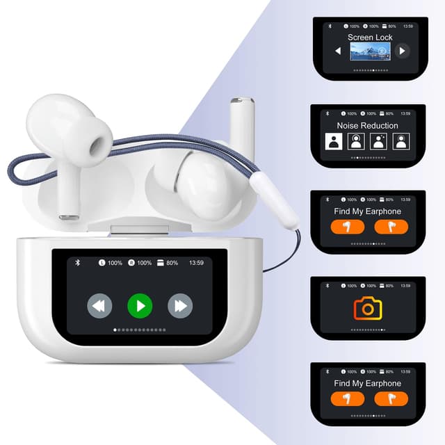 🎧 Swetfela Kopfhörer Kabellos Bluetooth in Ear mit Touchscreen, ANC Noise Cancelling, 50H Playtime, Earbuds Ohne Kabel Bluetooth 5.4, ENC Mikrofon, Deep Bass (Weiß, M) M Weiß