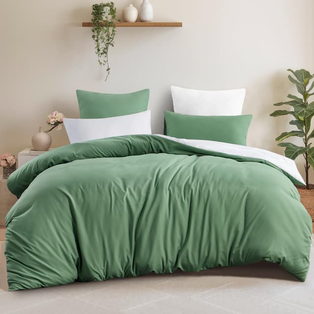 Aisbo Bettwäsche 220x240 3teilig Grün - Wendebettwäsche 220x240cm 3tlg 🛏️
