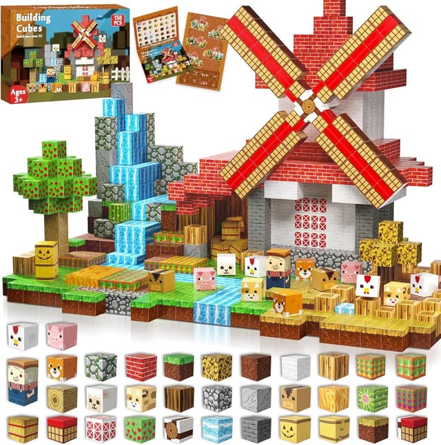 Magnetische Bausteine 150 Stück Magnetic Blocks Bauernhof Spielzeug 🧑‍🌾🌾🐮