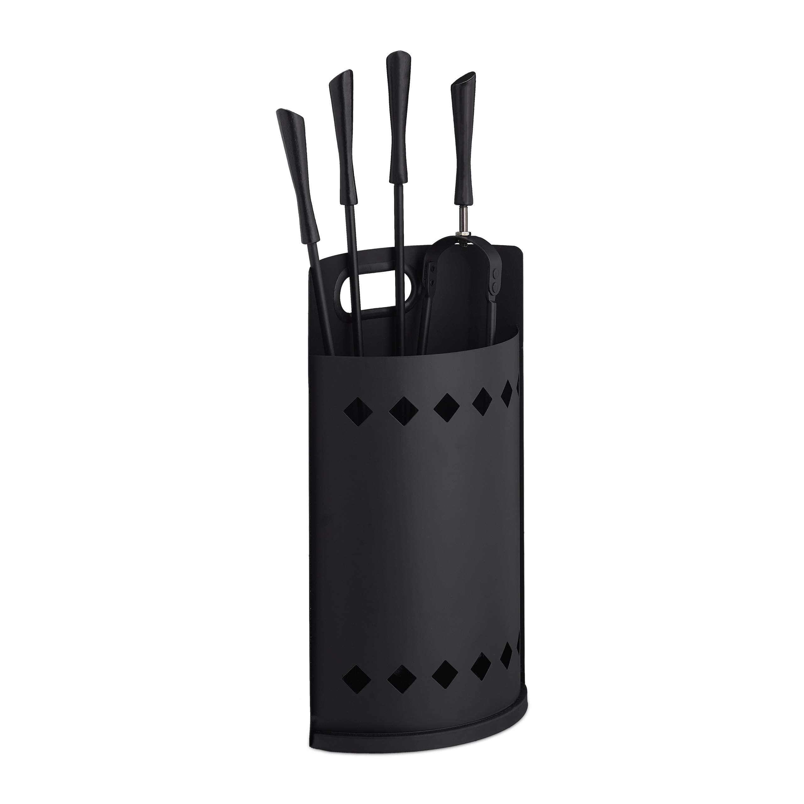 🔥🧹 Relaxdays Kaminbesteck Set, 5 tlg. | Modernes Kaminzubehör in Schwarz