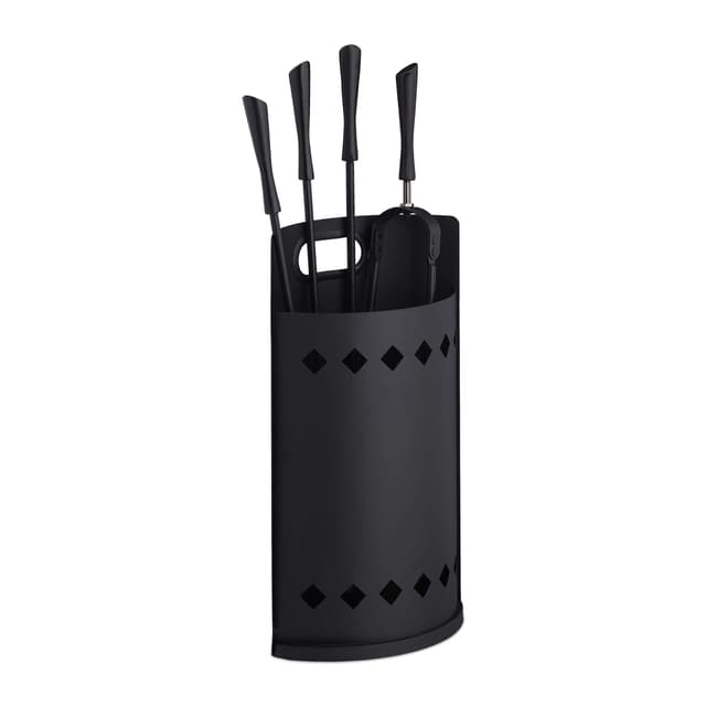 🔥🧹 Relaxdays Kaminbesteck Set, 5 tlg. | Modernes Kaminzubehör in Schwarz