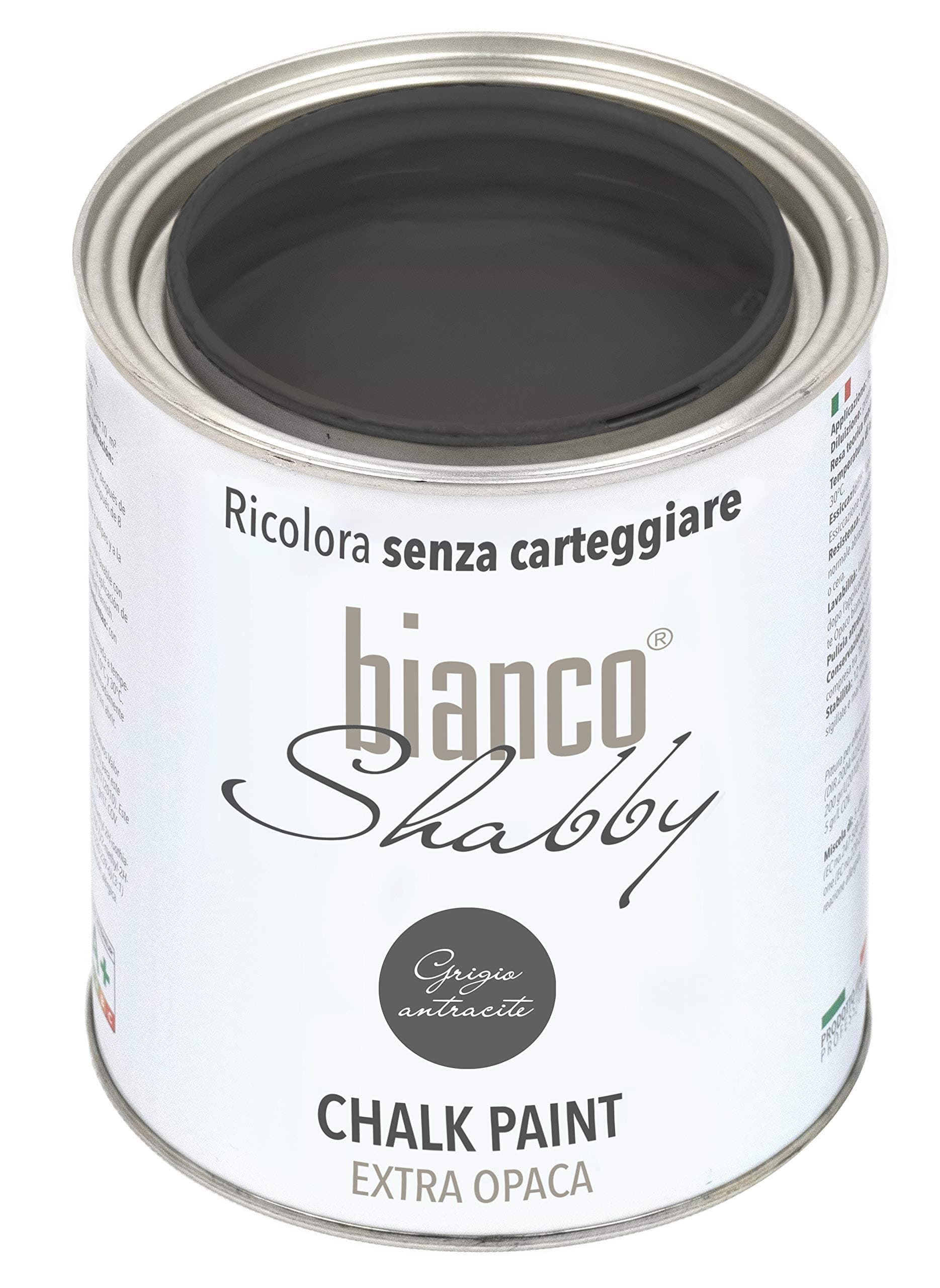 Bianco Shabby® Grigio Antracite (Anthrazitgrau) - (1 Liter) Chalk Paint Kreidefarbe auf Wasserbasis