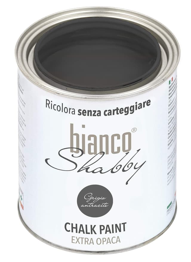 Bianco Shabby® Grigio Antracite (Anthrazitgrau) - (1 Liter) Chalk Paint Kreidefarbe auf Wasserbasis