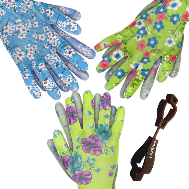 🌸 FUZZIO 12 Paar Arbeitshandschuhe Damen Gartenhandschuhe Blumen Design - Deal 50% Rabatt!
