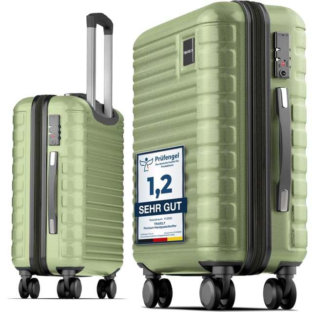 TRAVELY Premium Handgepäck Koffer 55x40x20cm - Nebelgrün 🧳