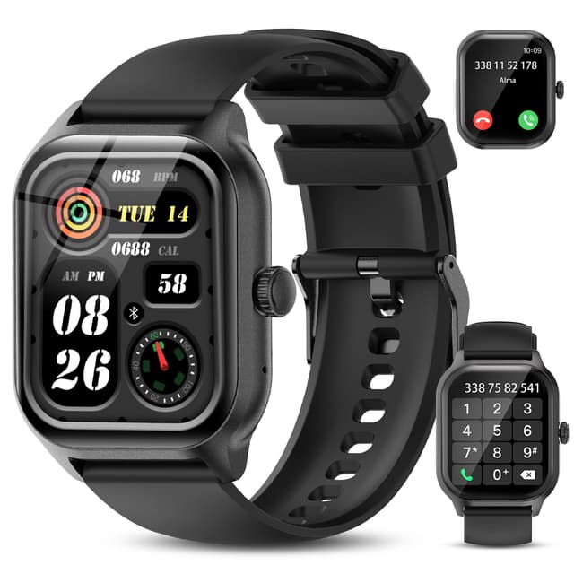 zaisia Smartwatch Damen Herren mit Telefonfunktion | Fitnessuhr mit Pulsuhr Schlafmonitor Schrittzähler