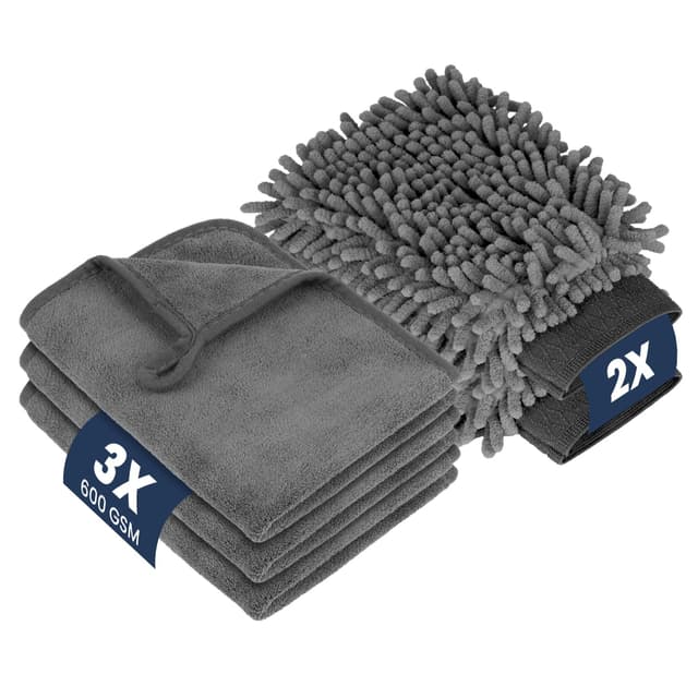 🚗🧼 flintronic Autopflege Set 5 Stück: Trockentücher & Waschhandschuhe für eine glänzende Reinigung! 💫