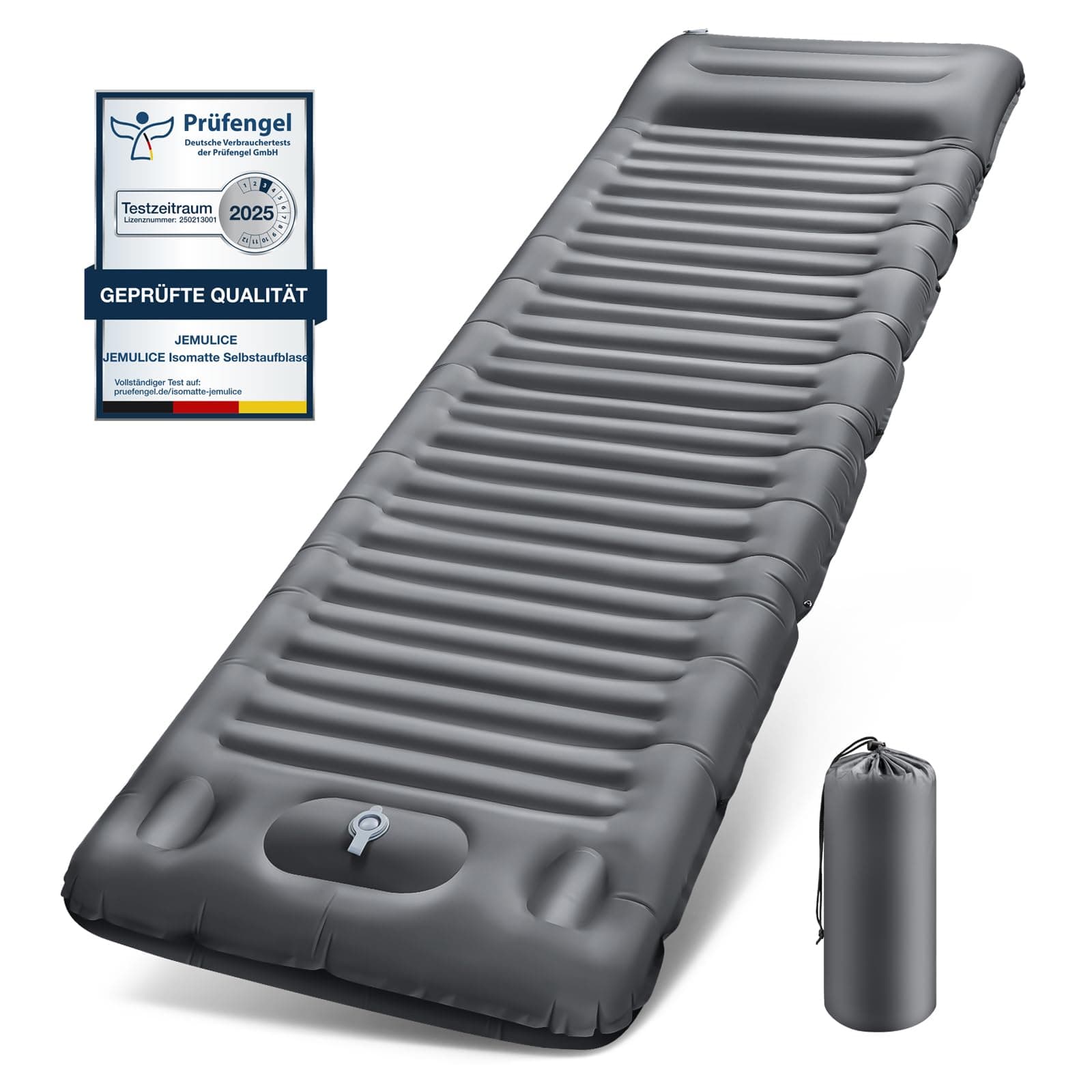 🏕️ JEMULICE Isomatte Selbstaufblasend, 12CM Verdicktes Aufblasbare Matratze Kleines Packmaß mit Fußpresspumpe & Kissen 🌟
