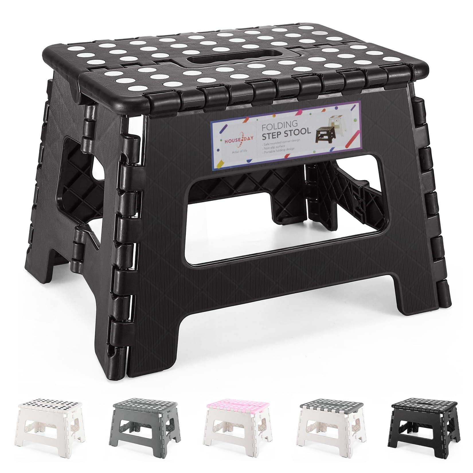 🌟 HAUS TAG 22 cm Klapphocker für Kinder - Tritthocker für Kinder faltbar Kunststoff Klappstuhl Hocker Hocker Hocker Schritt Hocker für Kinder (schwarz) 🌟