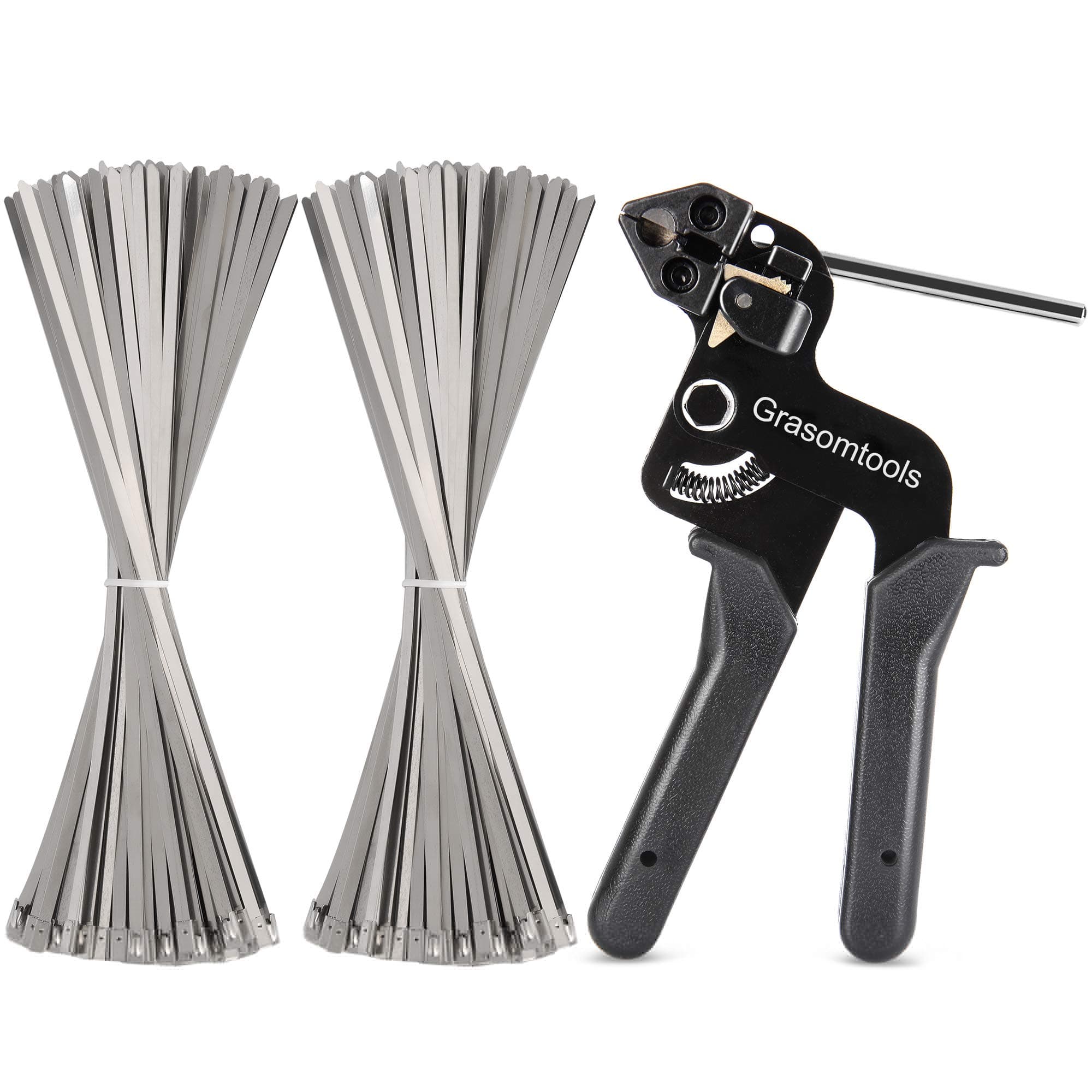 🔧🔩 200 Stück Edelstahl-Kabelbinder und Metallbinderpistole, Kabelbinder-Werkzeug, Kabelbinderpistole für Edelstahl-Kabelbinder, 4,6 x 270 mm 🛠️