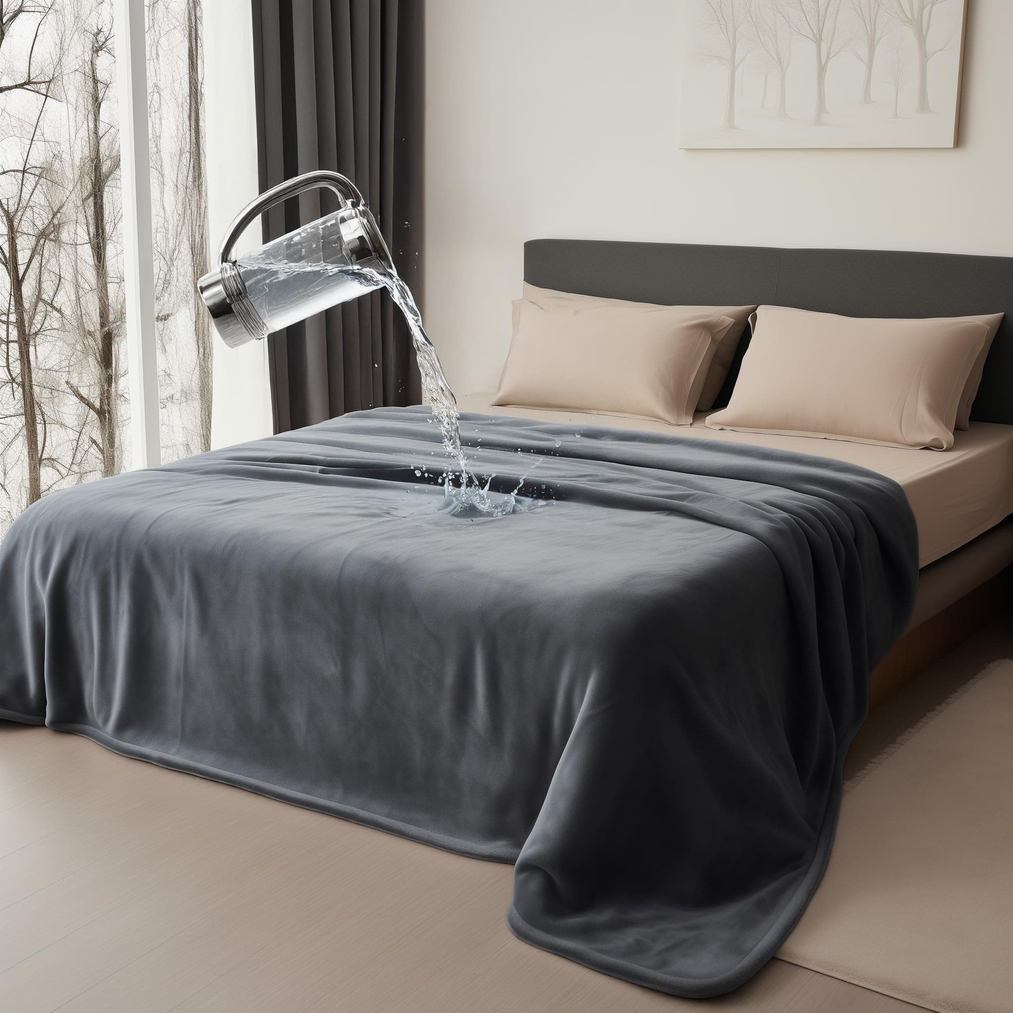 XXL Kuscheldecke Wasserdicht - Dunkelgrau/Hellgrau 229x274cm