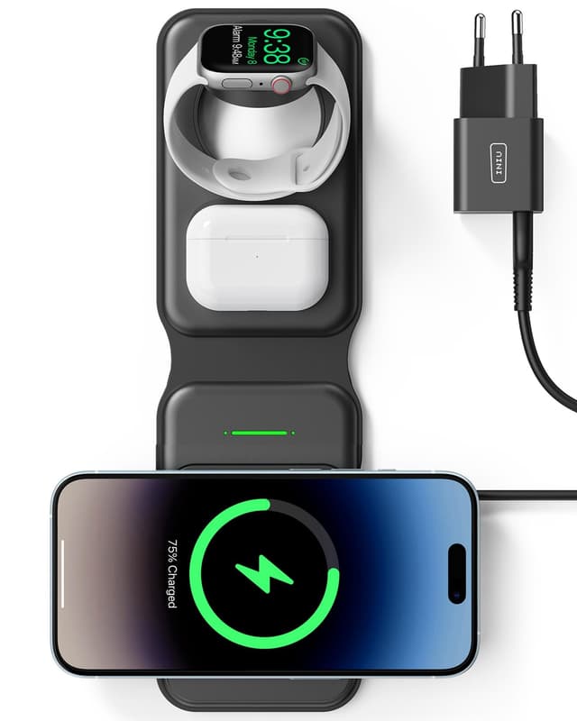 🔋📱🎧 INIU 15W MagSafe Ladestation 3 in 1 - Faltbares Wireless Charger