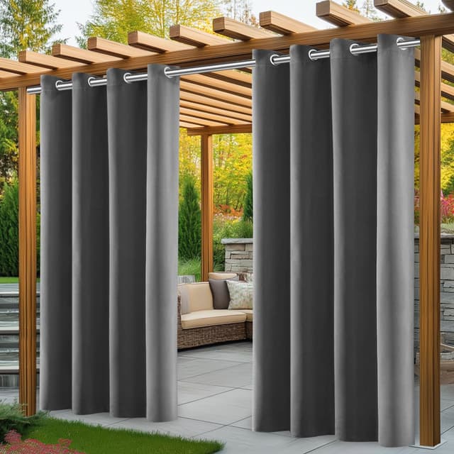 PITMT Outdoor Vorhang Wetterfest, 2er Stück Set Outdoor Vorhänge Wasserdicht mit Ösen Oben 🌦️
