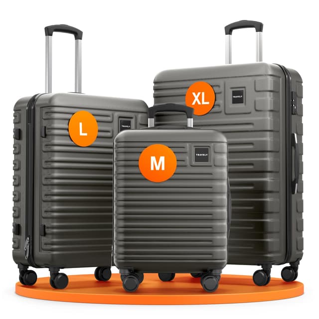 Travely Polycarbonat Koffer Set 3-teilig 🧳🌙 Mondsteingrau