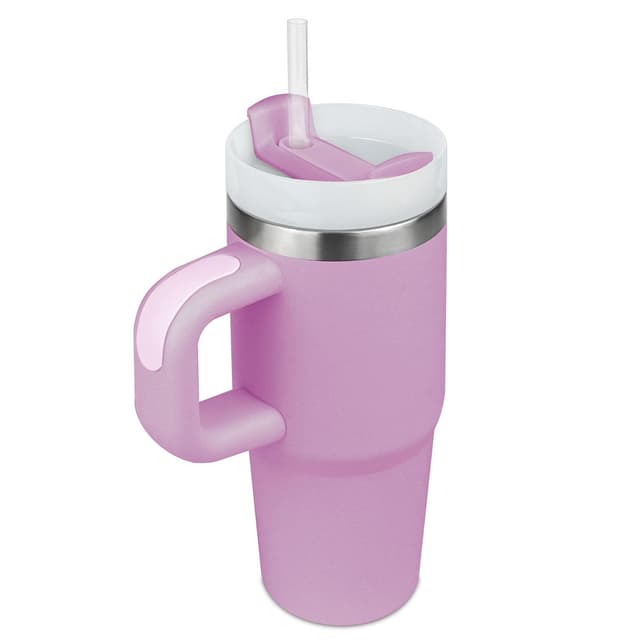 Kindertumbler mit Strohhalm und Griff - Lila