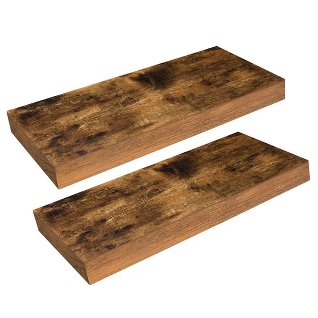 🌟 HOOBRO Wandregal 2er-Set 🌟 Stabile Wandboards für Zuhause 🌟 Vintagebraun EBF40BJ01 Dunkelbraun 40 cm