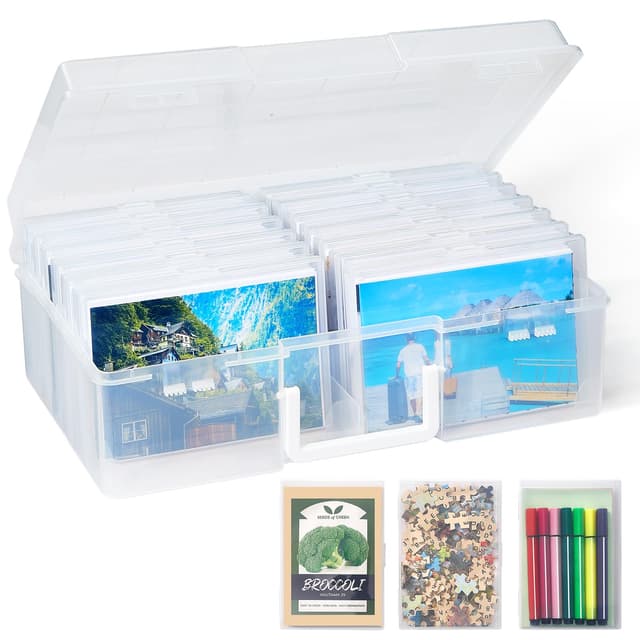 📸 Lifewit Foto Aufbewahrungsbox 10x15cm | 14 Fotofächer Transparente Puzzle Aufbewahrungsbox