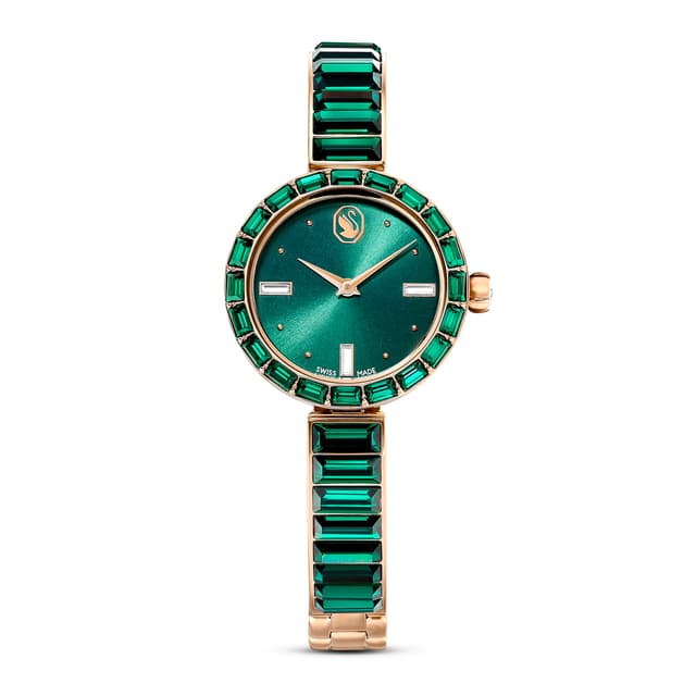 Swarovski Matrix Bangle Uhr mit Grünen Kristallen 😍 - Schweizer Produktion