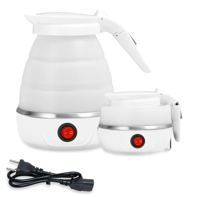 Faltbarer Wasserkocher, 0,6l Reise Silikon Tragbarer Wasserkessel, Weiß Mini Camping Wasserkocher 🏕️