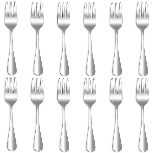 Qucher 12 Stück 14.5cm Kuchengabel, Dessertgabeln, Fruchtgabel, Edelstahl Set 12 - Silber 💫