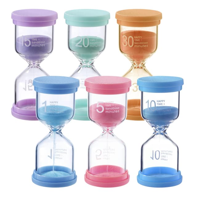 6 Stück Bunter Sanduhren für Kinder 🌈 Buntes Sanduhren Set 1/5/10/15/20/30 Minuten