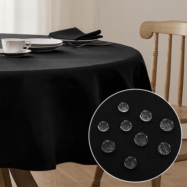 🌟 Hochwertige Schwarze Runde Tischdecke 140cm - Wasserdicht & Abwaschbar 🌿
