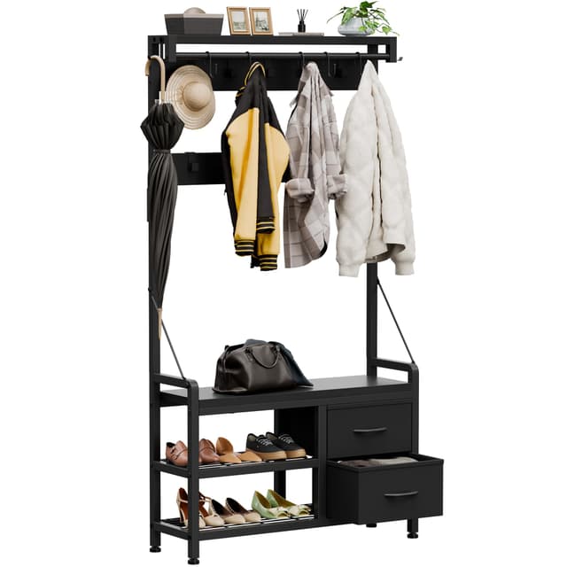 🌟 Großartiges Angebot! Buluri Garderobenständer mit Sitzfläche und 2 Schubladen 🌟