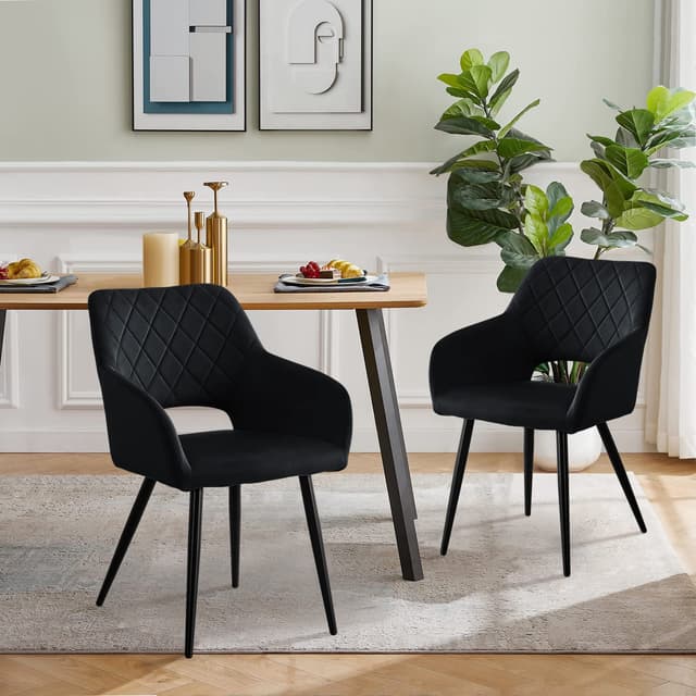 🍀 CLIPOP Esszimmerstühle, 2er Set, Samt Schwarz - Modern und Ergonomisch