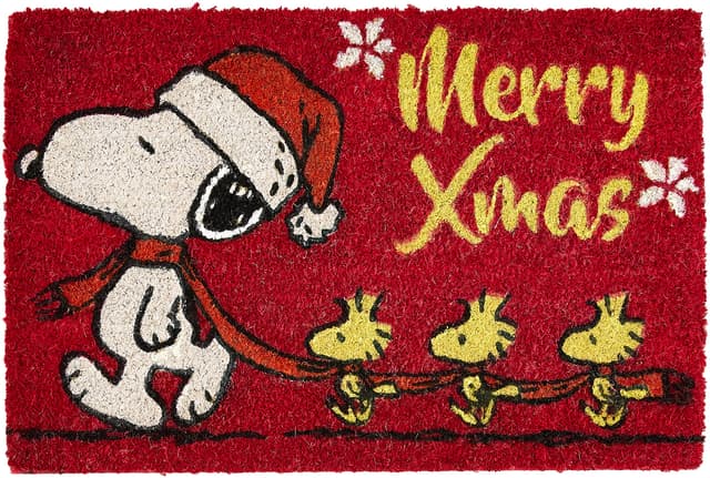 🥜🎄 Excelsa Peanuts Christmas Fußmatte, Kokosfaser, Rot, 40 x 60 cm Weihnachten 🎅