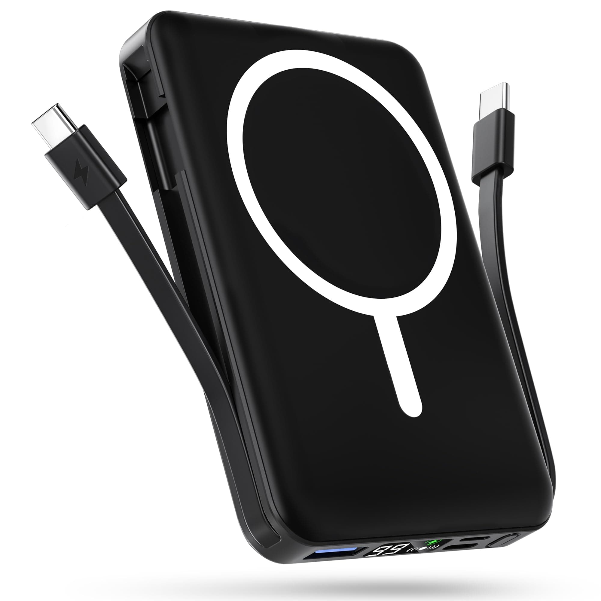 🔋 Podoru Magnetische Wireless Powerbank für iPhone 16/15/14/13/12/Pro/Pro Max/Mini - Schwarz