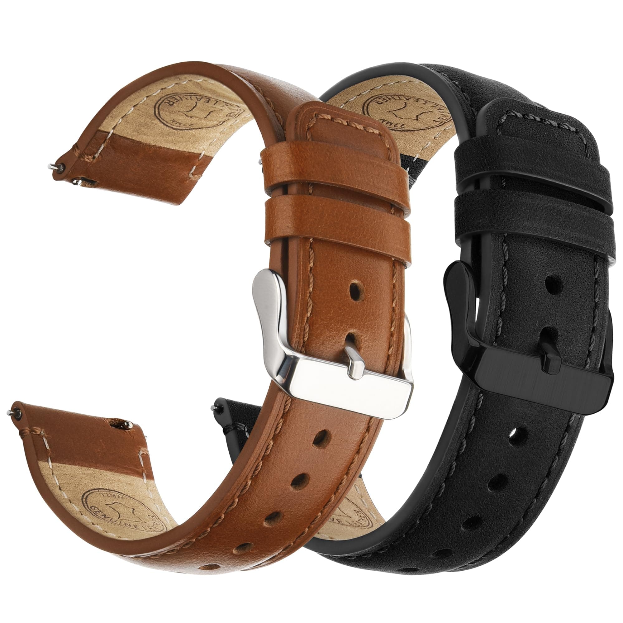 🌟 2er Set Echtleder Uhrenarmbänder 22mm - Damen & Herren ⌚