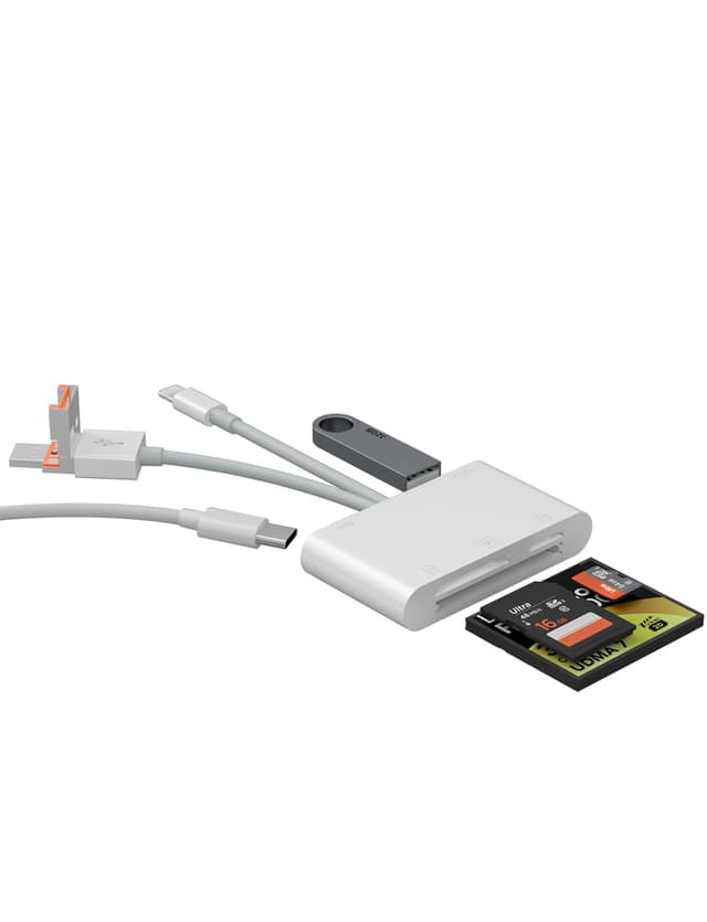5-in-1 Speicherkartenleser & SD Kartenleser 📸📱💻 USB OTG Adapter - Weiß