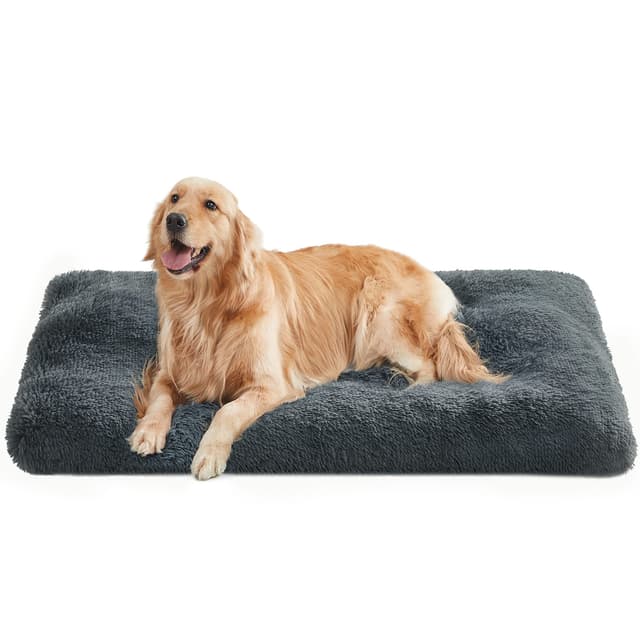 🐶🛏️ Feandrea Hundebett | Hundekissen | Flauschige Hundematte | 122 x 74 cm | Dunkelgrau