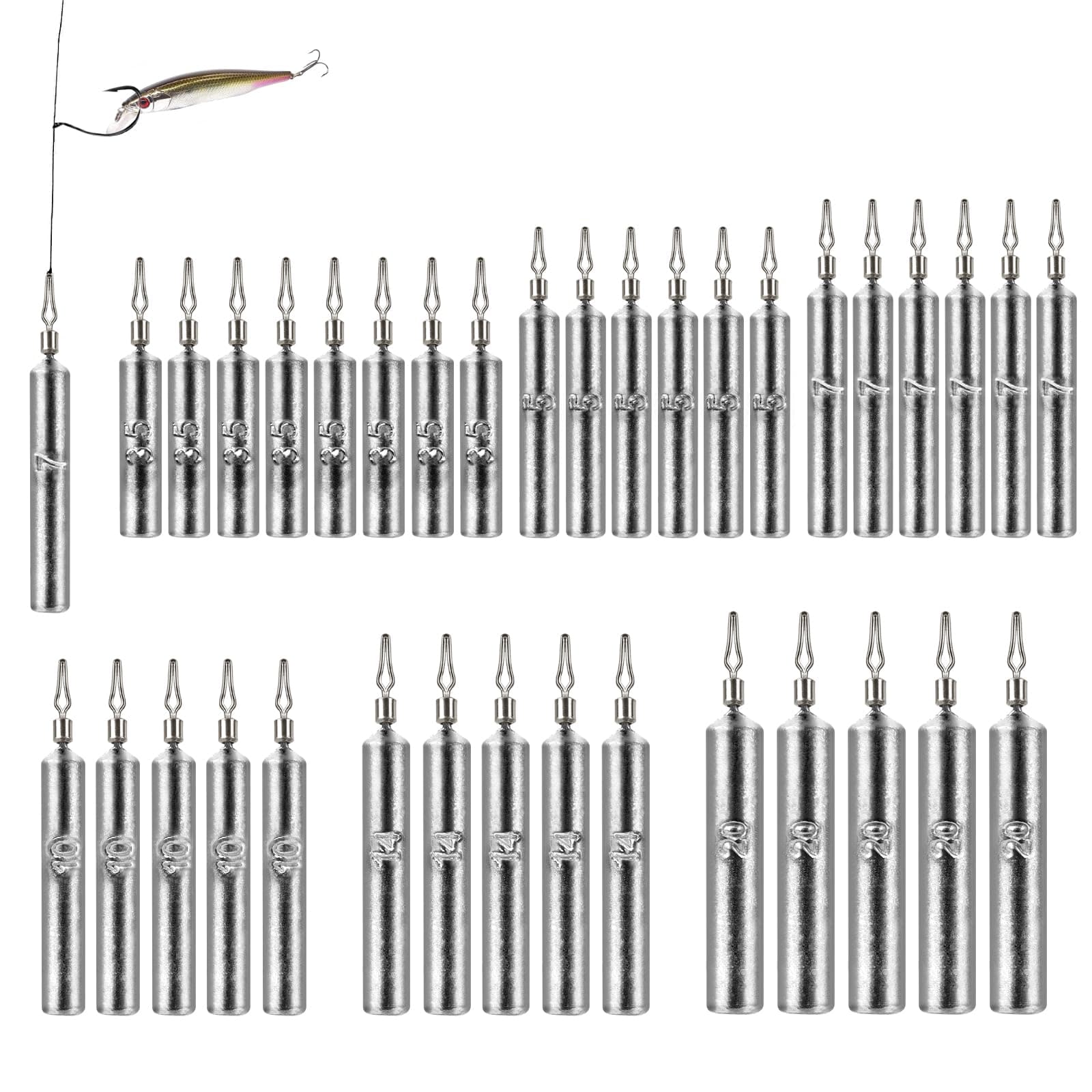 🎣 SUPAWAY 35 STK Angelgewichte Set - Drop Shot Blei für Hecht, Barsch, Zander