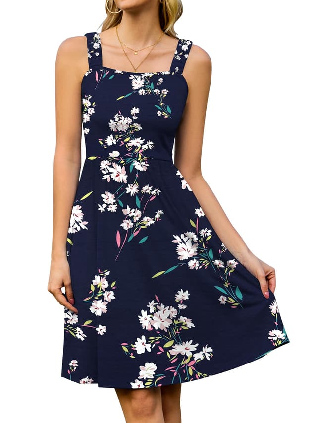 🌺 StylSense Sommerkleid Damen Knielang Ärmelloses Blumenkleid 🌞