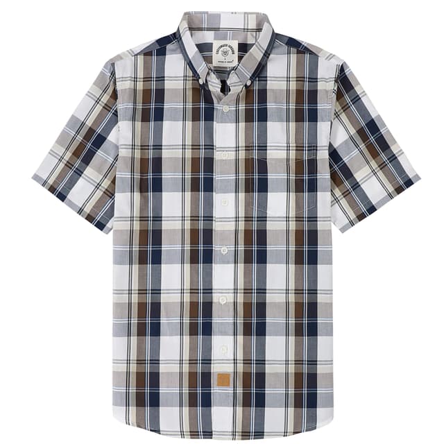 Dubinik® Herren Freizeithemd Kurzarm Regular Fit XL Blau Braun 😎👕