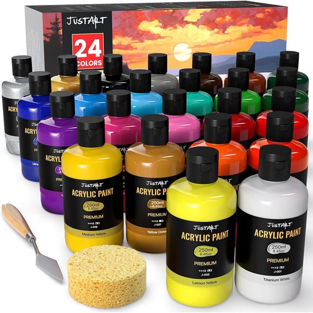 JusArt Acrylfarben Set - 24 Farben (je 250ml) 🎨🖌️