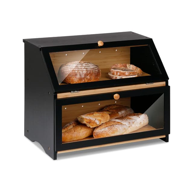 🍞🌿 Leader Accessories Bambus Brotkasten 2 Etagen Schwarz Black 39x25x32cm Deal 🌿🍞