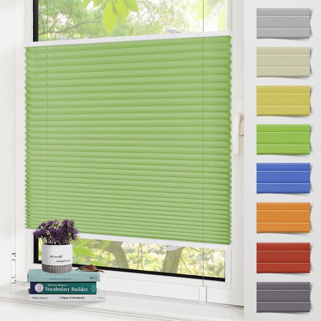 Zarnan Plissee Klemmfix ohne Bohren Grün 85x120cm(BXH) UV-Schutz Fenster Plissee innen Plisseerollos