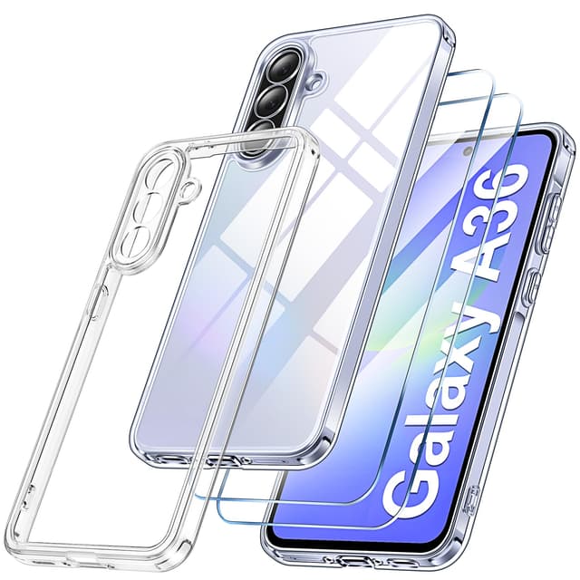 Qasyfanc Handyhülle für Samsung Galaxy A36 5G - Transparente Schutzhülle mit Kameraschutz und Anti-Vergilbung