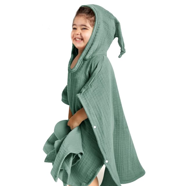 👶🛁 lulumoon Badeponcho Kinder Kapuzenhandtuch Baby - 100% Musselin Baumwolle
