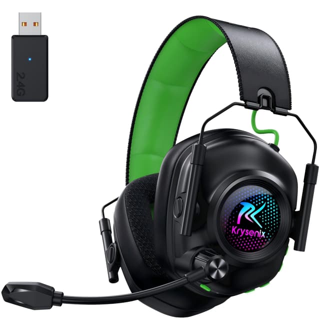 Krysenix KGH2 Gaming Headset Wireless - 2,4G Gaming Headset für PC, PS4, PS5, Mac, Switch
