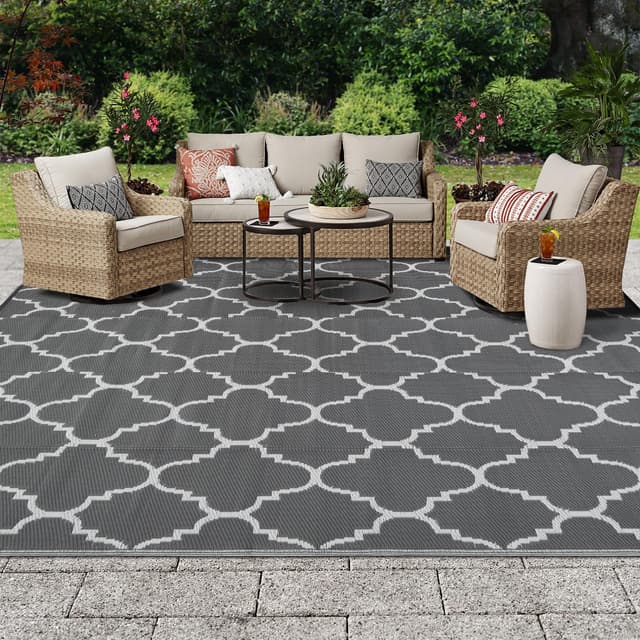 🌿🏡 OIGAE Outdoor Teppich 180x270 cm - Wetterfest & Recycelbar 🌞