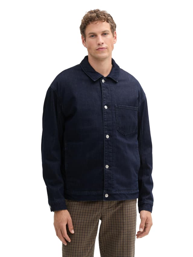TOM TAILOR Denim Herren Relaxed Fit Jeansjacke mit Teddy-Futter L 10115 - Clean Rinsed Blue Denim 🧥🔵