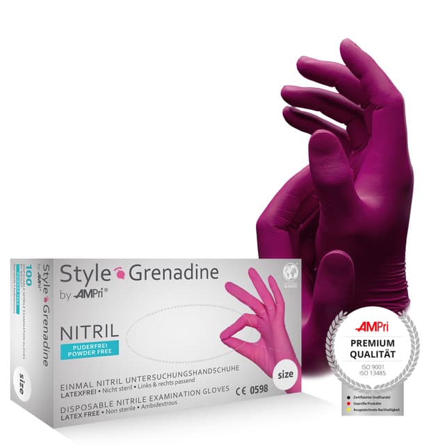 🧤 AMPri Nitrilhandschuhe, magenta, pink, 100 Stück/Box, Größe M